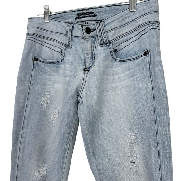 bebe Jeans Womens Size 28 Light Wash Low Rise Skinny Distressed Denim Zippers - Picture 3 of 16